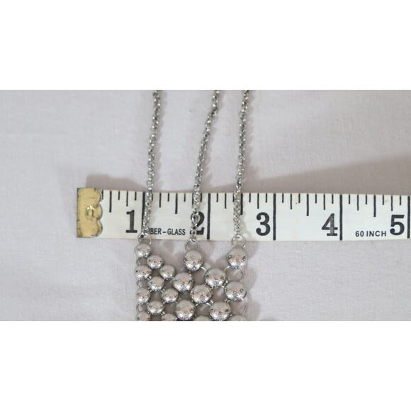 Silver Tone Bubble Bib Necklace - Picture 8 of 9